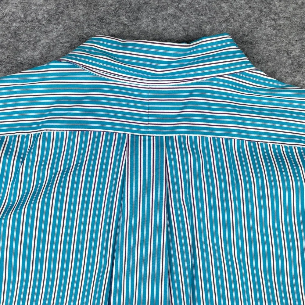 Ralph Lauren Shirt Mens XXL Teal Stripe Classic Fit Long Sleeve Preppy 90s